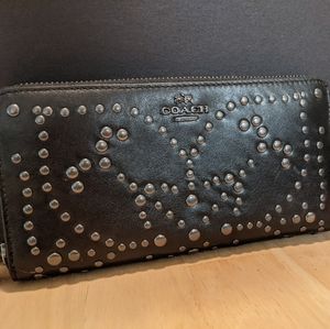 Coach black leather studded wallet. Never used!